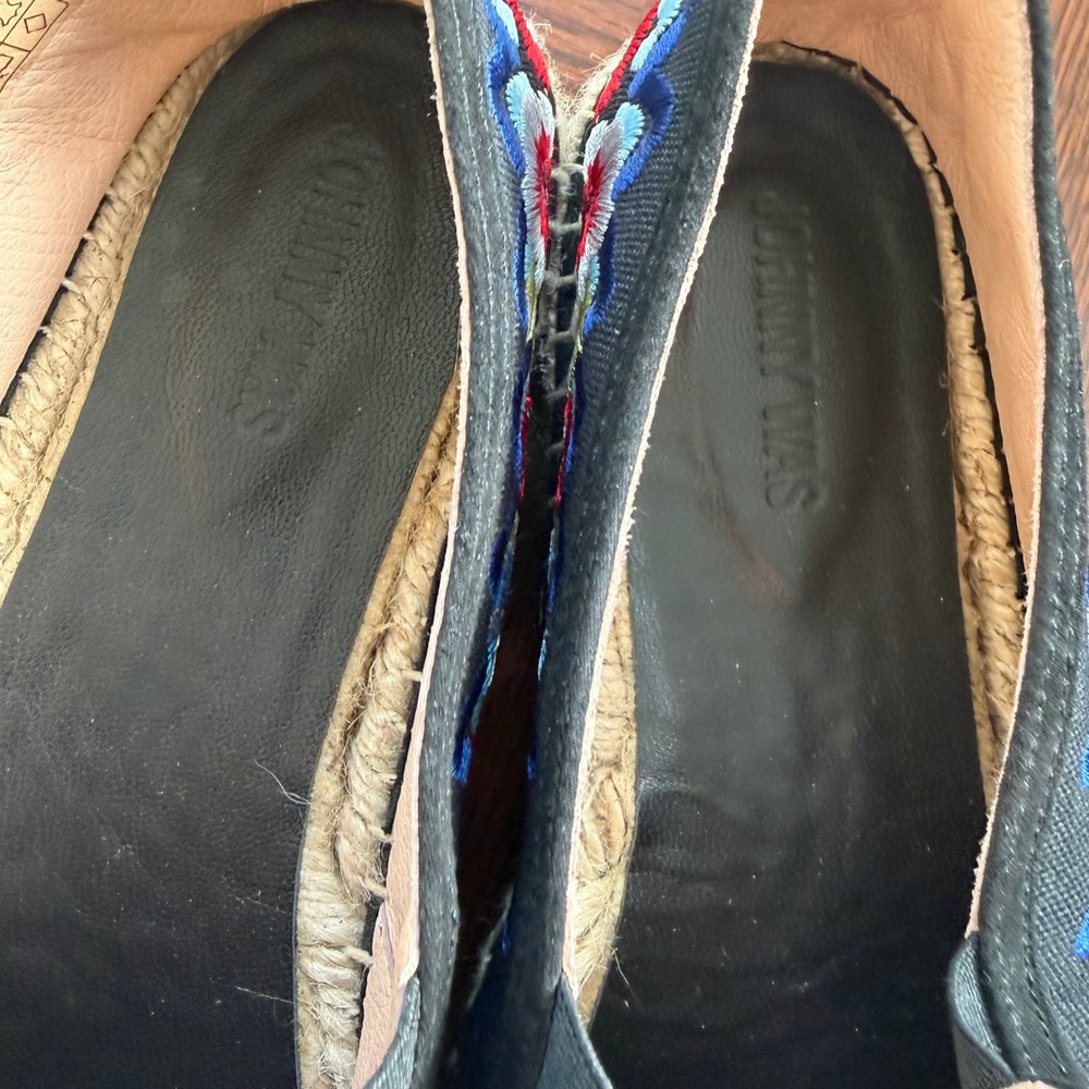 Johnny Was Isaac Embroidered Peacock Espadrille Shoes Black Floral Spain 41 - Picture 3 of 7